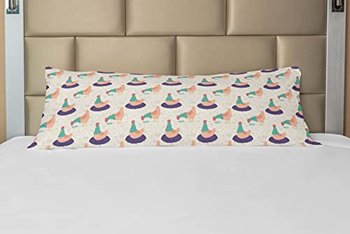 ABAKUHAUS Henne Körper Kissenbezug mit Reißverschluss, Knabbern und Sitzen Tiere, Deko-Akzent Langer Kissenbezug, 53 x 137 cm, Quartz Peach