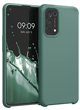 kwmobile Hülle kompatibel mit Oppo Find X3 Lite Hülle - Silikon Handy Case - Handyhülle weiche Oberfläche - kabelloses Laden - Tannengrün