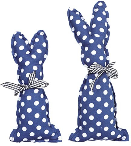 Amosfun Osterhasen Deko Gefüllte Stoff Hasen Figur Aufsteller Osterdeko Figuren Kaninchen Tischdeko Wohnzimmer Esstisch Flur Dekoration für Ostern Wohnung Eingangsbereich Frühlingsdeko 2 Stück Blau