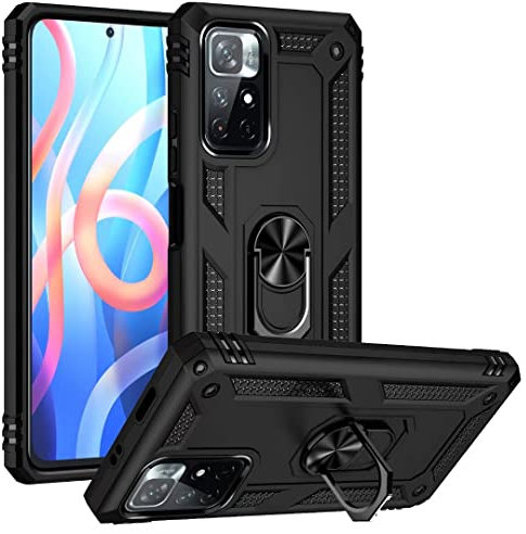 JIAFEI Funda Compatible con Xiaomi Poco M4 Pro 5G, Robusta Caja Híbrida PC + TPU de Doble Capa Carcas, Negro