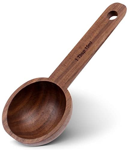Houdian Wooden Coffee Spoon in Walnut, Measuring for Coffee Beans, Ground Beans or Tea, Home Kitchen Accessories, Coffee Scoop for Ground Coffee (Black Walnut)-1 Tablespoon,15ml, 11.8*4.9*2.1CM