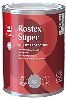 TIKKURILA Rostex Super Metal Primer - Solvent-Based, Anti-Corrosive Primer For Metal Surfaces (Black) - 1 Litre