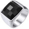 GoldChic Männer Ring Edelstahlring Siegelring mit schwarzem Stein 15MM breit Eheringe 59mm Verlobungsring Zirkonia Ring Accessoires Modeschmuck