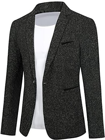 Allthemen Mens Casual 1 Button Blazer Slim Fit Suit Jacket | Mens Notch Collar Suit Blazer Business Casual Blazer Smart Lightweight Sport Suit Jacket for Wedding Formal Office