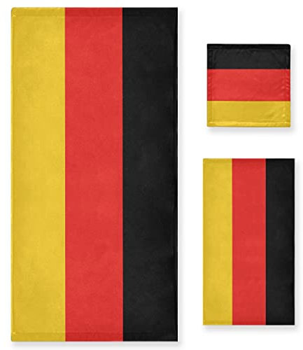 RPLIFE Deutschland Flagge Weiches und saugfähiges Handtuch 3er Set, enthält Badetücher Handtücher Waschlappen, Küchentücher für Hotel, Bad, Spa, Fitnessstudio
