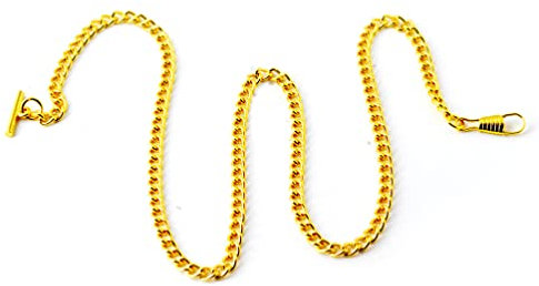ULTECHNOVO Mann Beobachten Betrachten Taschenuhrkette Vintage Metall Karabinerverschluss 65Cm Dezente Metall Taschenuhr Ketten Weste T Bar Für Herren Damen (Golden) Halskette Ansehen