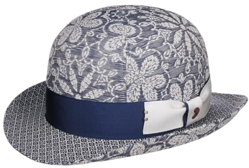 Alfonso D’Este Spencey Flower Melone Stoffhut Bowler Baumwollhut Damen/Herren - Made in Italy mit Futter, Ripsband Sommer Frühling-Sommer