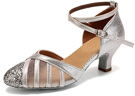 TINRYMX Latin Tanzschuhe für Damen Geschlossen Salsa Tango Performances Ballsaal Tanzschuhe,39 EU