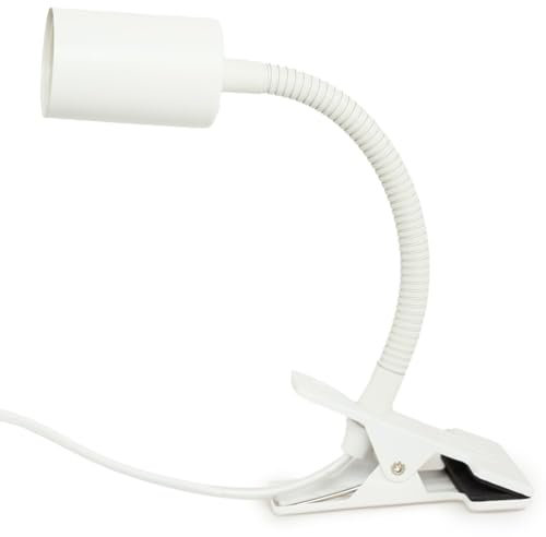 Pianta Grow Light Clip On Bulb Holder - Mains Powered Heavy Lamp Flexible Gooseneck Holder, Shelf Clamp, Table Cable Plug Socket, Spotlight Clip-On Desk, Clamp-On