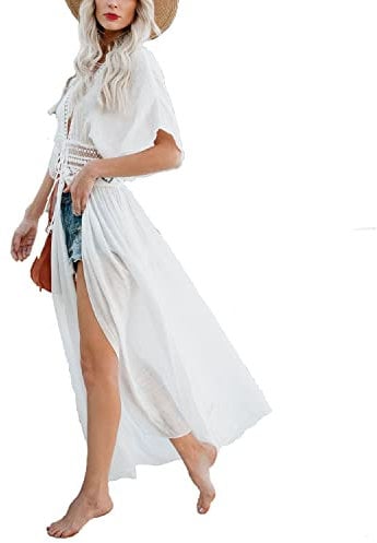 Women Summer Beach Bikini Cover Up, Mesh Swimwear Skirt Tops, Sheer Swimsuit Scoop Neck Tank Maxi Dress Chiffon Beachwear Coverup See Through Blouse Loungewear for Ladies Bodycon Clubwear Sundress