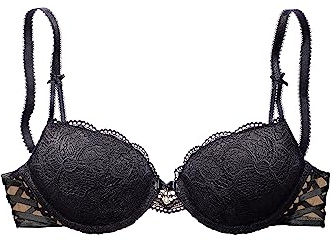 Lascana Damen Push-up-BH mit Spitze, herausnehmbare Kissen, Zierschleifen, verstellbare Träger, erotische Dessous für besondere Momente