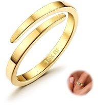 Diamday 14K Gold Offene Finger Ringe für Damen Herren Verstellbar Daumen Midi Eternity Band Ring Stapelbar Dünner Goldring Gefüllte Offene Knuckle Ringe Damen Mode Ringe Schmuck Geschenke 54