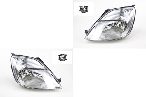 Johns, Scheinwerfer Satz Halogen Haupt passend für Ford Fiesta 02 11/01-09/05 H4 +Nebel