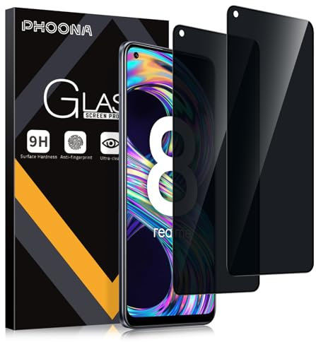 Phoona Verre Trempé pour Realme 8/ Realme 8 Pro 4G 6.4,Dureté 9H,Anti-Rayures,Protecteur D'écran Anti-Peek Privacy,Film de Protection du Verre Anti-Espion,2 Pièces