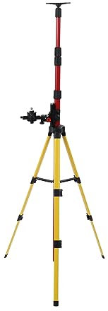 Nivellierstativ, Professional Baustativ Aluminium-Stativ Teleskop Nivellierstange mit Verstellbarer Basis für Rotationslaser Baulaser Nivellier 114-388cm