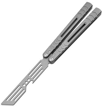 SSIMOO Couteau d'entraînement papillon, roulement EDC manche en aluminium, outils multifonctions portables d'extérieur (Color : Premium Silver, Size : 1pcs)