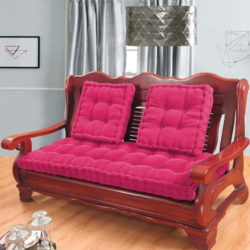 XIEMINLE Coussin de Sol épais 2/3 Places, Coussin de Banc Taille Personnalisée, Coussin de Banc de Salle à Manger Rectangulaire, Matelas de Sol Capitonné pour Balcon Banquette Banc Canapé (Rose)