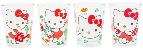 Sanrio Hello Kitty - Mini vasos de chupito de whisky, juego de 4, utensilios de bar para el hogar para licor, espresso y bebidas, cada uno tiene capacidad para 2 onzas