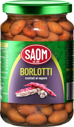 REPLOOD 12x Saom Fagioli Borlotti Scottati al Vapore 360gr in Barattolo Vetro 12x360gr