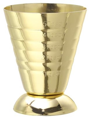 QUARKZMAN Inox Acier Cocktail Jigger, 2.5oz Cocktail Mesure Tasse Bar Jigger avec Mesures, Multifonction Mesure Tasse pour Barre, Restaurant, ou Maison Utilisation, Or