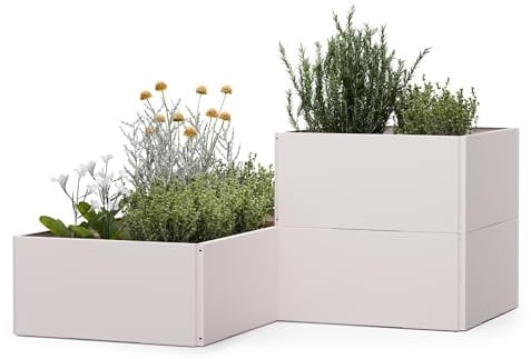 blumfeldt modulares 12-teiliges Hochbeet aus starkem 1,0 mm Stahl, einfache Montage, mit Verstärkungsteilen, kombinierbar, widerstandsfähige Pulverbeschichtung - Qualitätsgartenbedarf