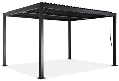 sweeek - Pérgola bioclimática 3x4m de Lamas de Aluminio y Acero, Palace 3x4m, Negro, 392x292x211 cm
