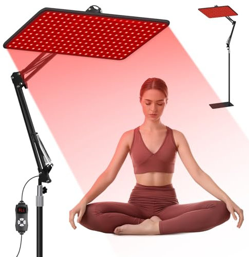BEICHEN Lampe de thérapie par lumière rouge pour le corps et le visage, lampe de luminothérapie infrarouge avec support stable, lumière rouge 660 nm, panneau de luminothérapie infrarouge 850 nm et 940