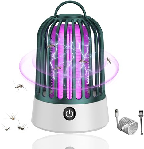 Mückenabwehr Outdoor, Mozzguard Mosquito Zapper, Insektenlampe Mückenlampe Mosquito Killer mit UV-Lampe, Tragbarer Mückenkiller 1200mAh Wiederaufladbar USB Moskito Zapper für Innen Außen (Grün C)