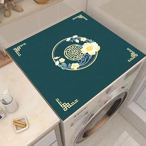 Housse De Protection Pour Machine À Laver Top 60X60Cm Noir Vert Tapis De Protection Antidérapant Pour Seche Linge, Dessus Imperméable Tapis Lave Linge Pour Cuisine Maison Salles De Bains