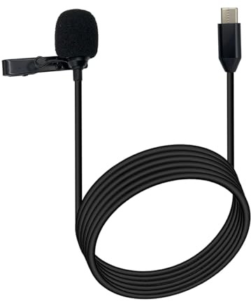 SPTSSWET Type C Lavalier Microphone Compatible with Insta360 ONE X2 X3 Clip On Mic Omnidirectional Microphone for YouTube Recording Podcasting Gaming Interview,Black 4.9ft