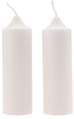 Ovaletta 2 Stück Stumpenkerzen Weiß, Kerzen Adventskranz, Stumpenkerze, Kerzen für Adventskranz, Stumpenkerzen Adventskranz, Stumpenkerzen für Weihnachten Dekoration, Sojawachs, 3,7 x 12 cm