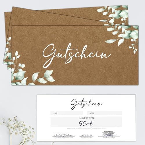 Blanko Gutscheine 25er Set zum Ausfüllen | für Gastro Friseur Massage Kosmetikstudio | Gutscheinkarte Geschenkgutscheine | Gutschein Vorlagen