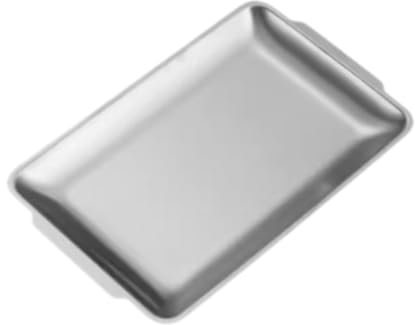 Platos de acero inoxidable, bandeja rectangular de metal, con asas, bandeja organizadora de alimentos, para barbacoa, comedor, fiesta (22 x 14 cm)