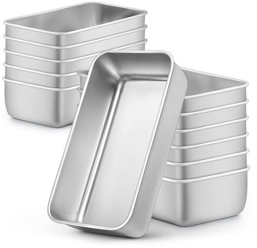 LIANYU Bread Loaf Pans Set of 12, 9x5 Inch Stainless Steel Bread Baking Pan
