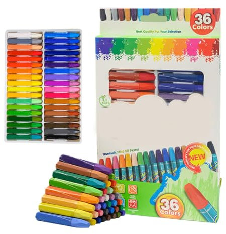 Pasteles al óleo para niños, crayones hexagonales para dibujar, 36 colores vibrantes surtidos, kit de arte para pintura decorativa y hacer imágenes como pintura al óleo, 9.49 x 6.61 x 0.67 pulgadas