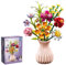 Flowers Bouquet Building Set with Vase, 756pcs 3D Puzzles Artificial Creative Flowers Building Blocks Set Toy DIY Decor for Home Office, Artificial Decor Gifts for Kids Birthday Adults (pink)