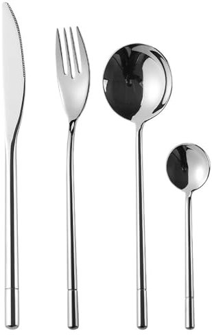 XDAWQP Silverware Set Silver Tableware Set, Stainless Steel Cutlery Flatware Set, Kitchen Utensil Sets Knife Spoons Forks Set For Home Restaurant Mirror，Silver 48