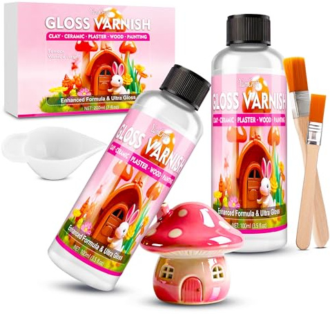 Air Dry Clay Glaze - 7oz/200ml Polymer Glaze Varnish, Waterproof & Scratch-Resistant, Prevents Cracking, High Gloss Clay Sealant, Suitable for Pottery, Sculptures, Acrylic Paintings & Wood Products