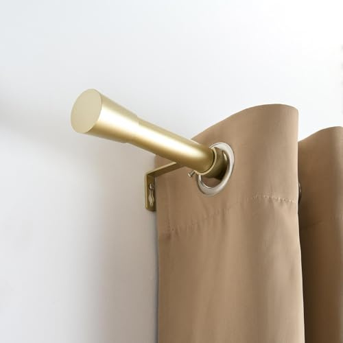 OHS Curtain Pole for Eyelet Curtains 120 to 220cm, Extendable Brass Curtain Pole 28mm Curtain Rod with Trumpet Finials Adjustable Metal Curtain Poles Brackets Included
