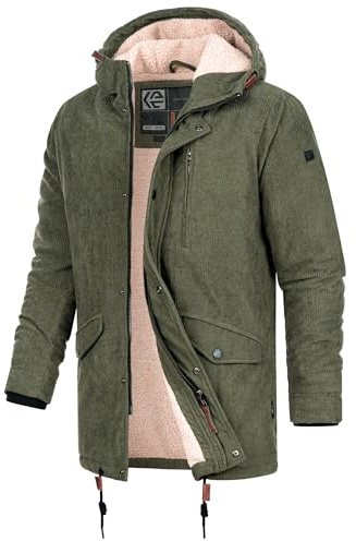 Indicode Herren INLedley Cordjacke mit Teddyfutter und Reißverschluss | Warme Herrenjacke mit weichem Futter und Zipper, Freizeitjacke, Übergangsjacke, Outdoorjacke, lässiger Cordblouson für Männer