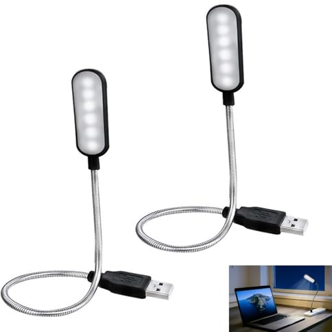2 Pezzi Lampada LED USB Flessibile, Lampada USB Dimmerabile, Lampada USB Flessibile 6 LED a Collo d'Cigno, Illuminazione Computer e Lettura, USB Luce Morbida per PC, Mac, Powerbank, TV USB, Basso