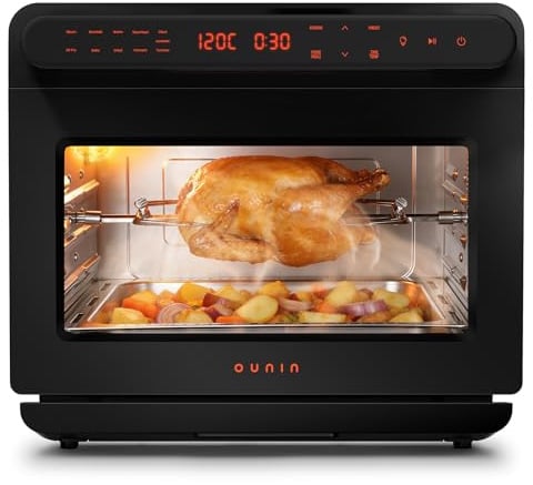 OUNIN 24L Minibackofen, 11-in-1 Dampfbackofen und Heißluftfritteuse, 1600W | 360° Umluft, Zweigaren, Geeignet für Schweinehaxe, Bratwurst, Brathähnchen, Brotbacken, Fleisch und Gemüsedämpfen