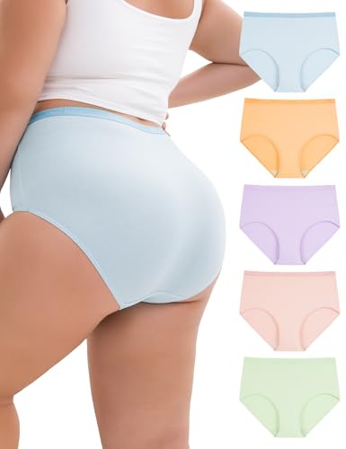 INNERSY Unterhosen Damen Große Größen Baumwolle Unterwäsche 44-62 5 Pack | Hohe Taille Maxi Slip, 100% Baumwoll Schritt, Schlüpfer Übergröße. Taillenslip Weich, Atmungsaktive Damenslips, XL-5XL