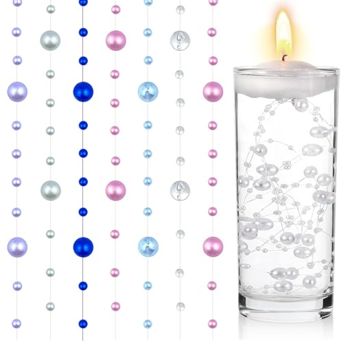 BITEFU 30 Stück Wasserperlen Schwimmkerze, Ungefähr 1.4 Meter Perlenschnur für Schwimmkerzen Perlen, Perlengirlande für Vase, Wasserflaschenfüller, Hochzeit, Haarschmuck
