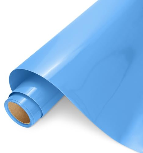 AMAZINGHOME Sky Blue Heat Transfer Vinyl Roll - 30.5 cm x 400 cm, Premium Iron On Vinyl for Fabric, Compatible with All Cutting Machines, HTV for Clothing, Bags, Home Decor