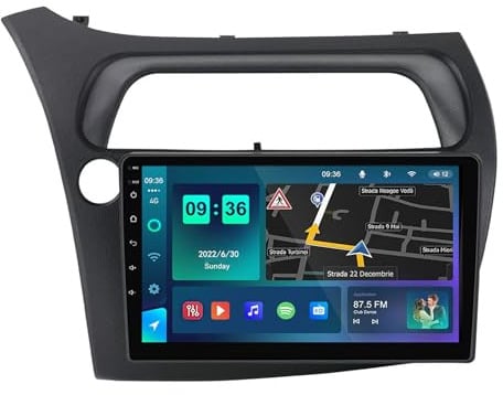 Estéreo Android 12 para Honda Civic (2006-2011), Pantalla táctil de 9, CarPlay inalámbrico, Android Auto, Bluetooth, DSP, RDS, navegación GPS, Hi-Fi, Mirror Link, Dab