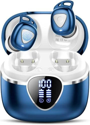 Wireless Earbuds, 2026 Bluetooth 5.4 Earphones in Ear with HiFi Stereo Deep Bass, Bluetooth Earbuds with 4 ENC Noise Cancelling Mic, 40H Clear Calls Wireless Earphones, IP7 Waterproof Dual LED Display