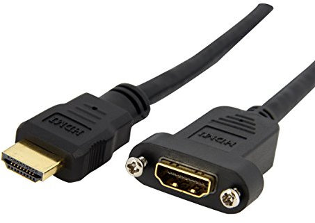 StarTech.com Adattatore HDMI Femmina a Maschio da 90cm, Cavo HDMI ad alta velocità per montaggio a pannello, Prolunga HDMI 4K 30Hz UHD, 10.2 Gbps Bandwdith, Cavo connettore HDMI F/M (HDMIPNLFM3)