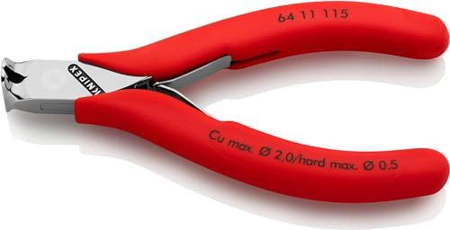 KNIPEX Elektronik-Vornschneider mit rutschhemmenden Kunststoff-Hüllen 115 mm, 64 11 115