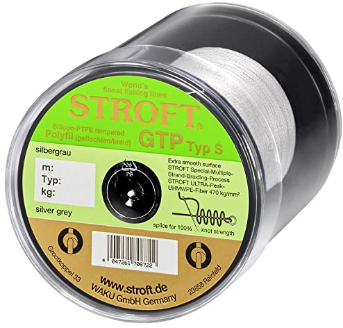 STROFT GTP Typ S Geflochtene Angelschnur 500m Silber grau - Ultra Smooth UHMWPE Hochleistungsschnur, extrem glatt, hohe Zugfestigkeit, perfekte Wurfweite & Ablaufeigenschaften für Spinnfischen